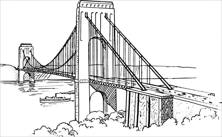 Suspension Bridge Coloring Pages ColoringBay