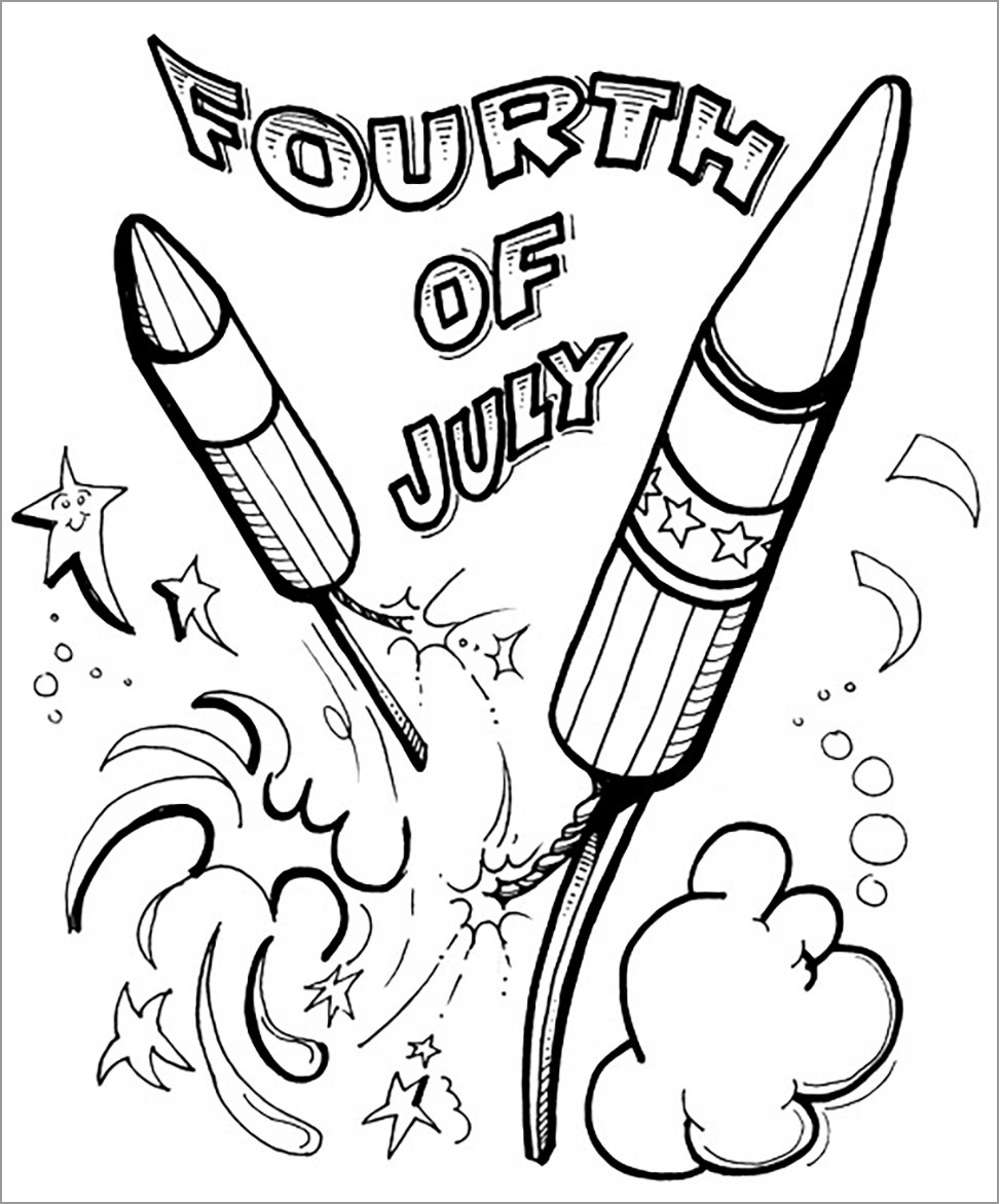 4th Of July Rockets Coloring Page