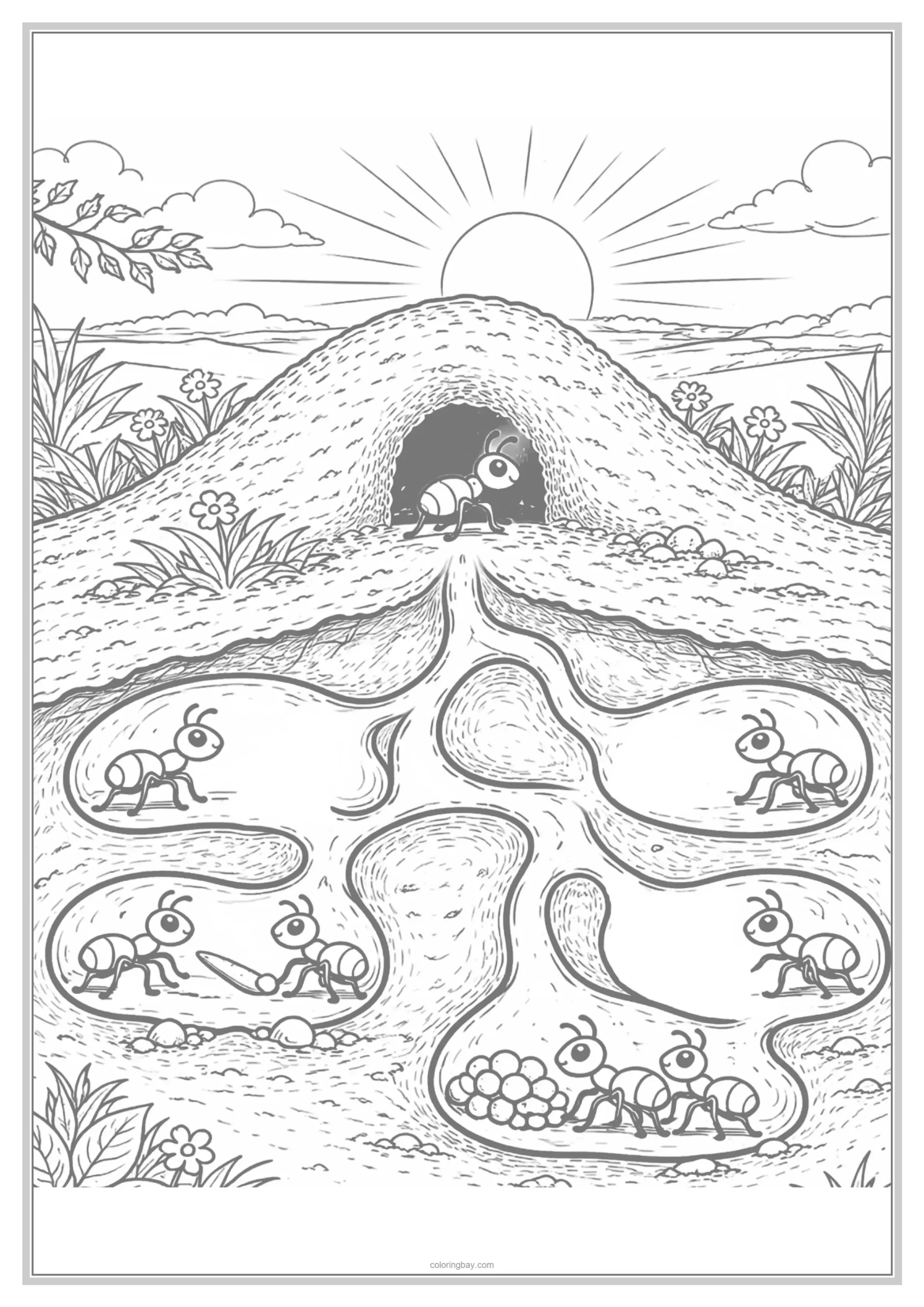 Ant Underground Animals Coloring Page