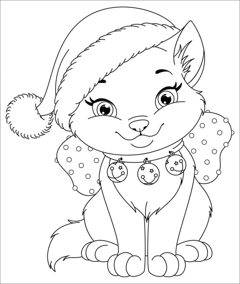 Christmas Cat Coloring Page ColoringBay