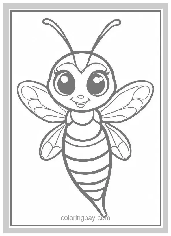 Cute Wasp Coloring Pages