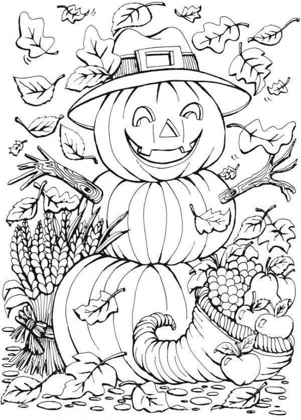 Fall halloween coloring pages for adults