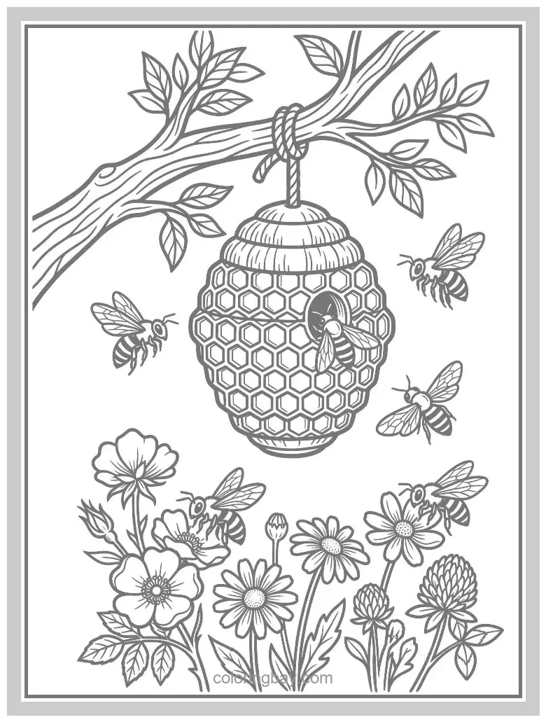 Wasp nest coloring page printable
