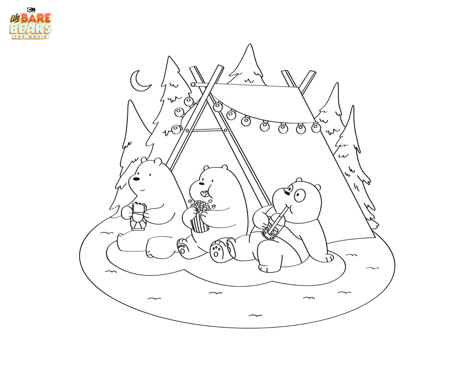 We Bare Bears Camping Coloring Page For Kids