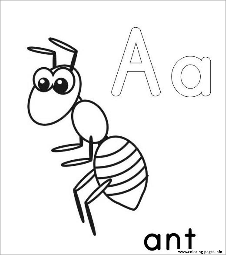 A for Ant Coloring Page
