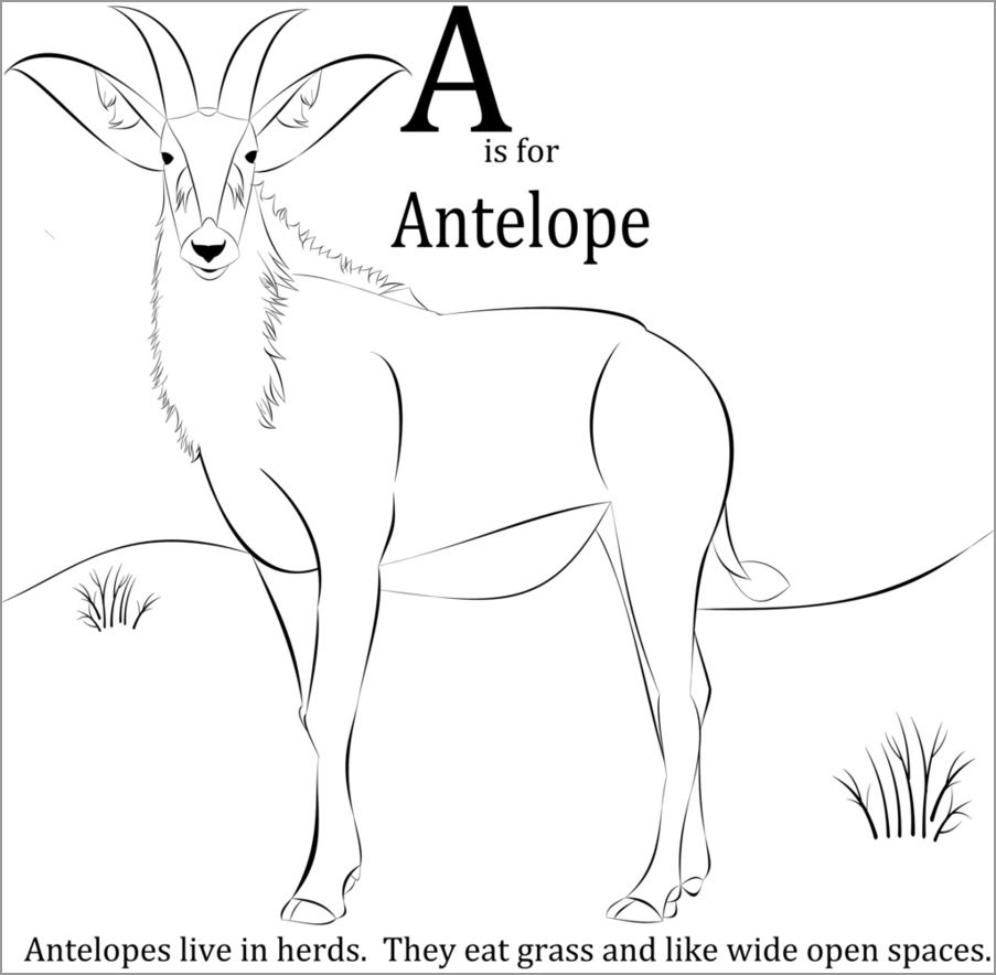 A for Antelope Coloring Page