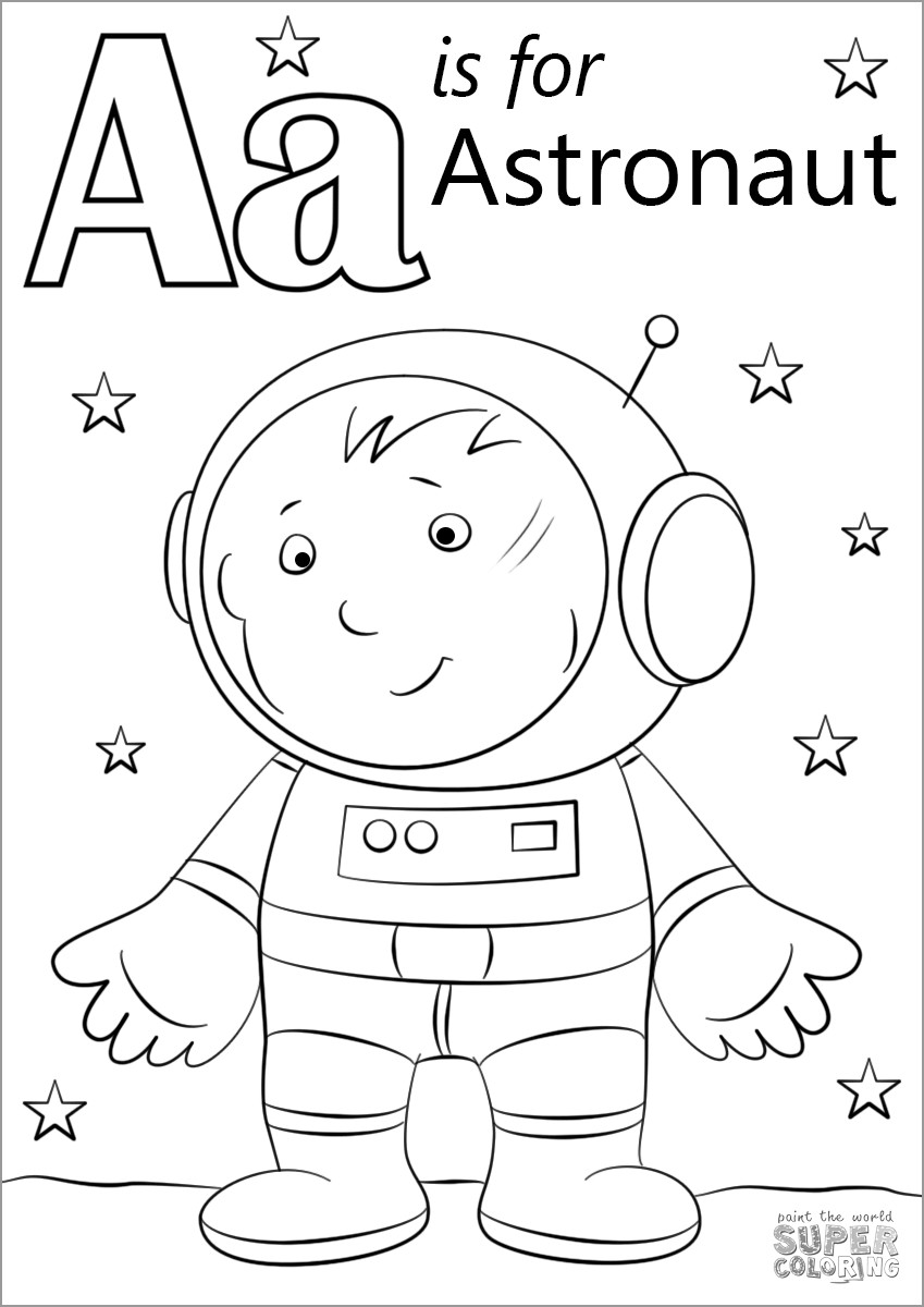 A is for astronaut Coloring Page