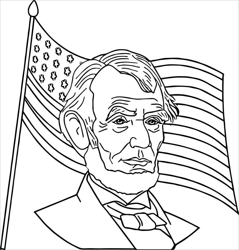 Abraham Lincoln With Usa Flag Coloring Pages For Kids Coloringbay