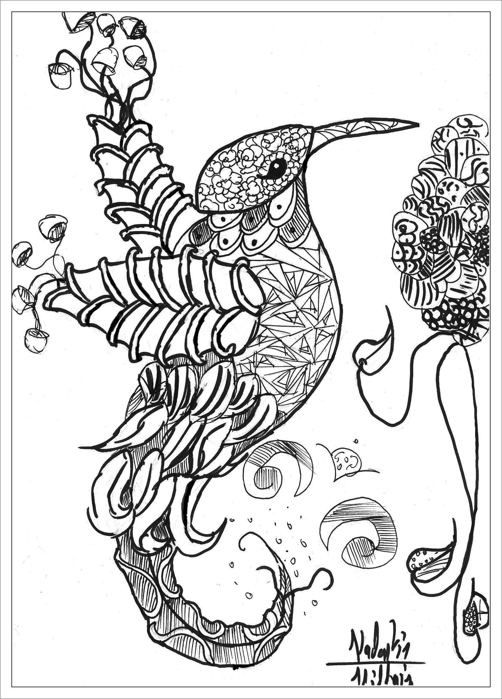 Abstract Coloring Pages Animals Bird   ColoringBay