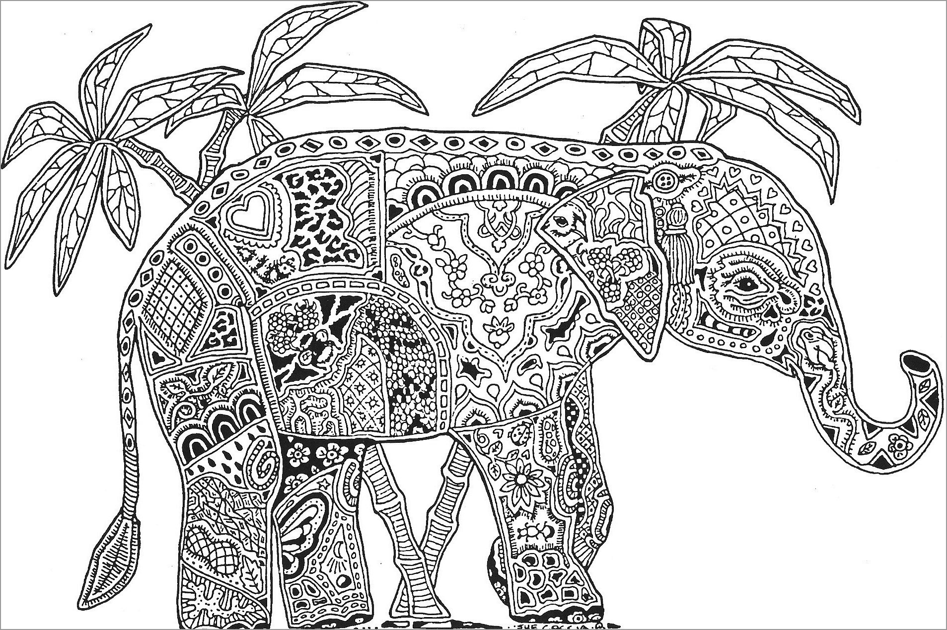 Abstract Coloring Pages Animals Elephant   ColoringBay