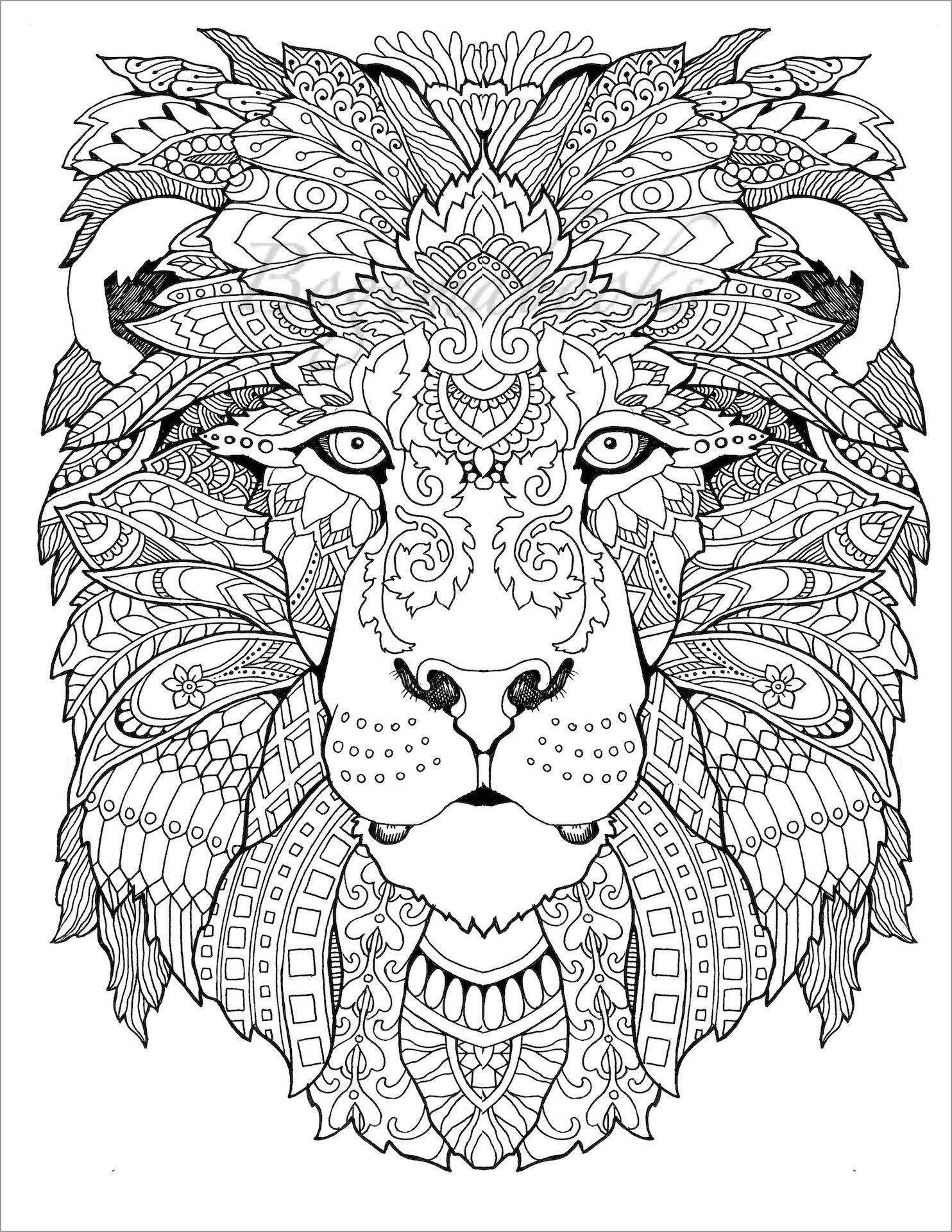 Abstract Coloring Pages Animals Lion Head