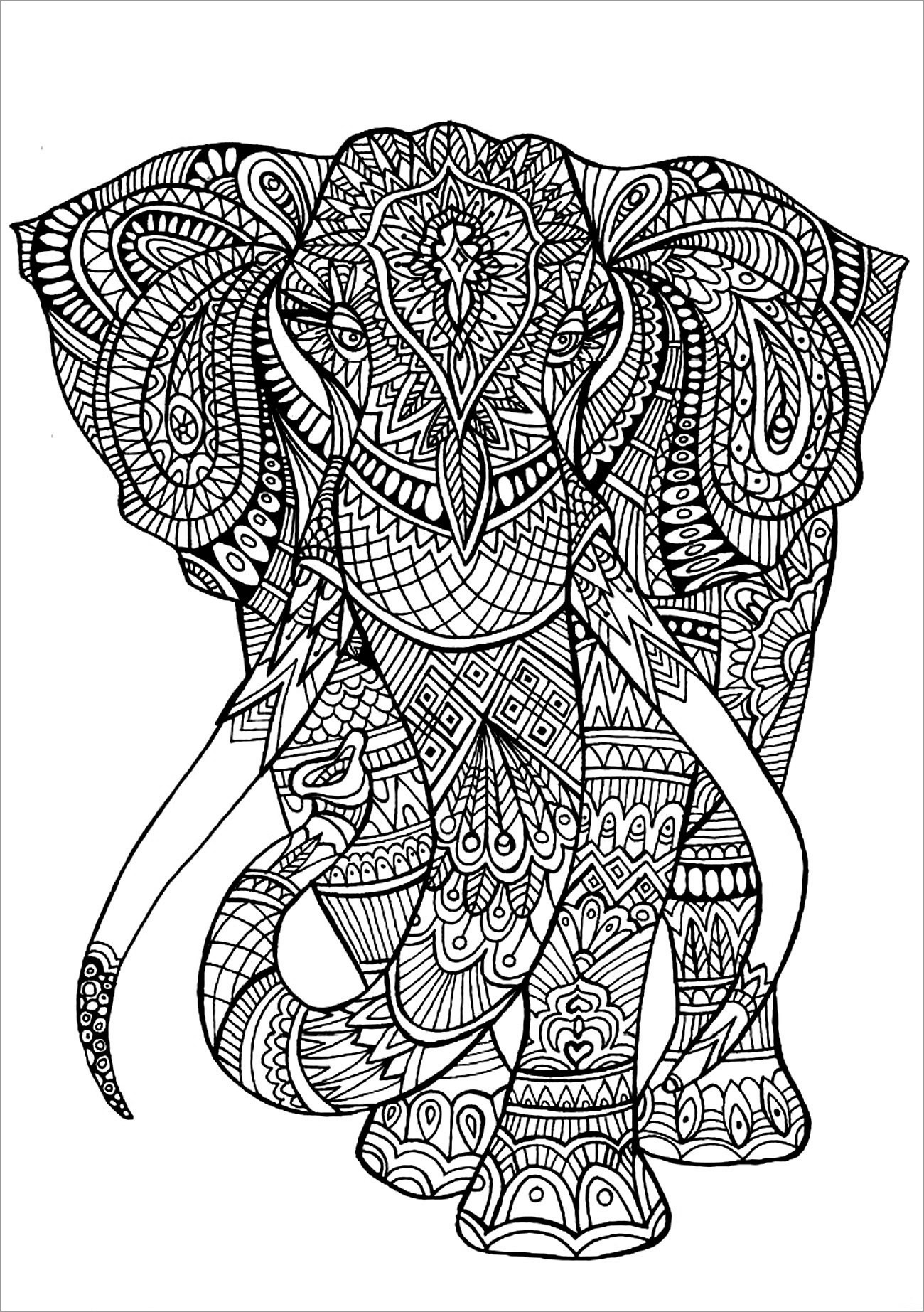 Abstract Coloring Pages Knight Elephant