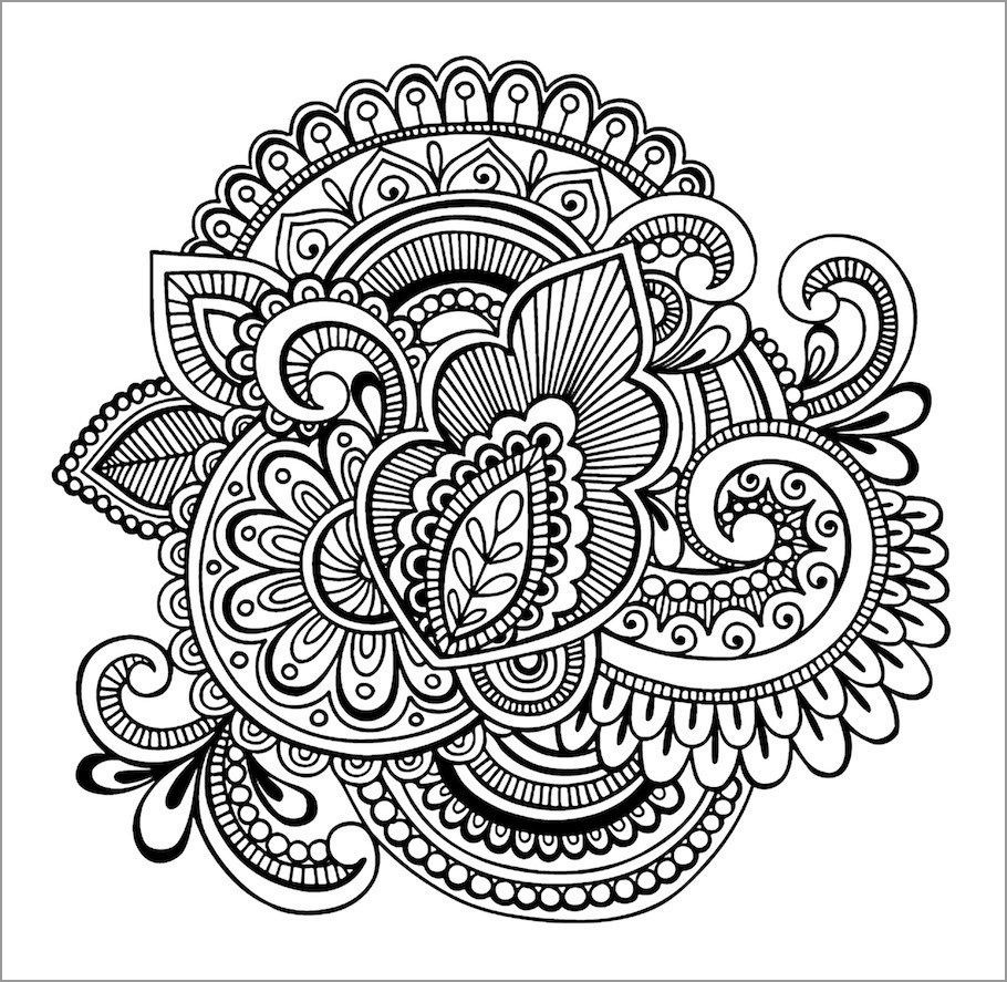 Abstract Flower Coloring Page for Adults