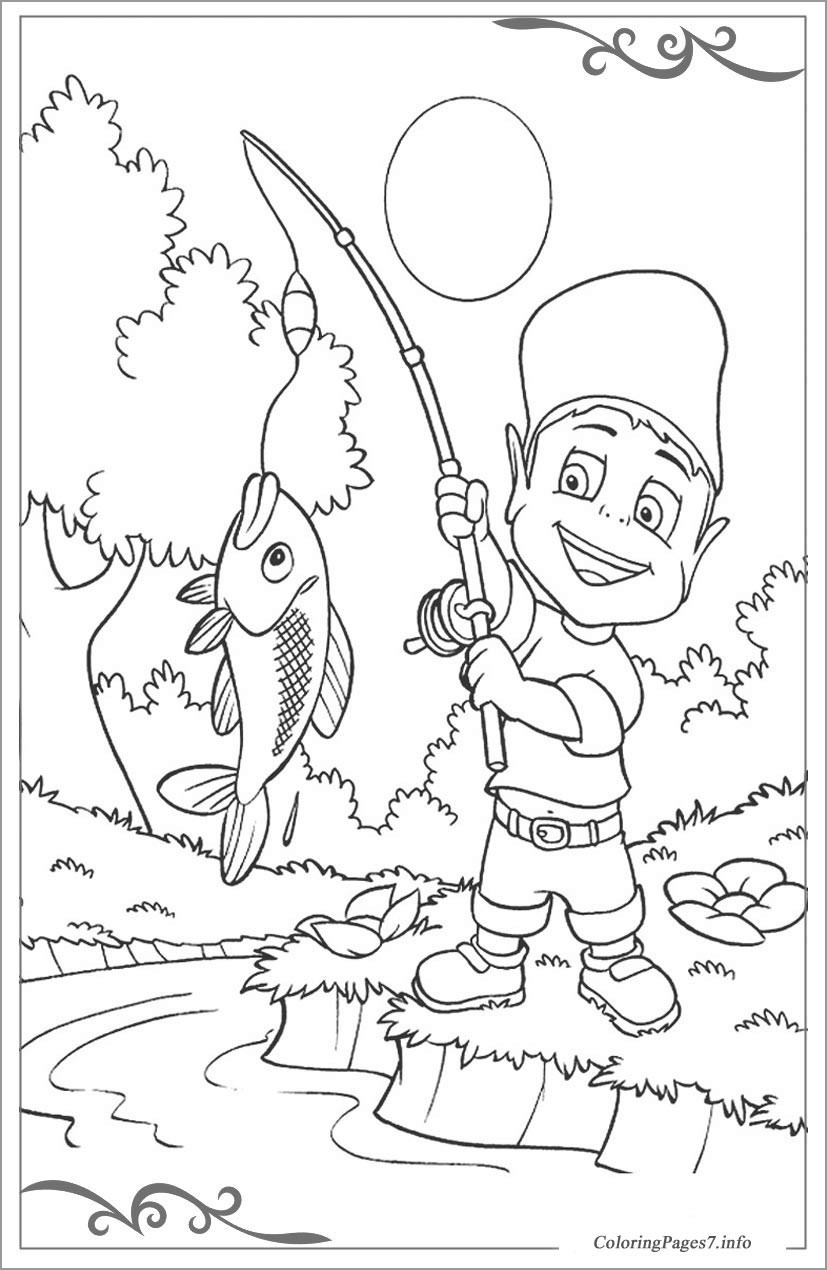 Adiboo Fishing Coloring Pages for Kids
