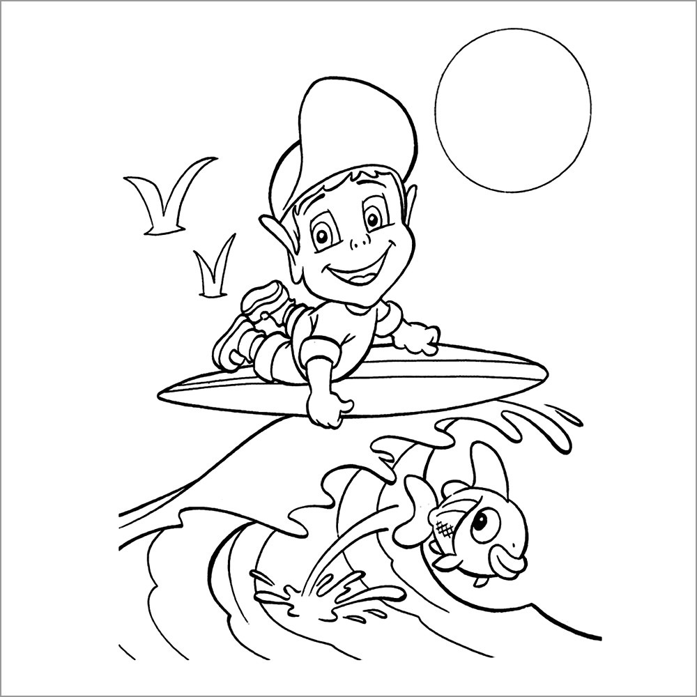 Adiboo Surfing Coloring Pages