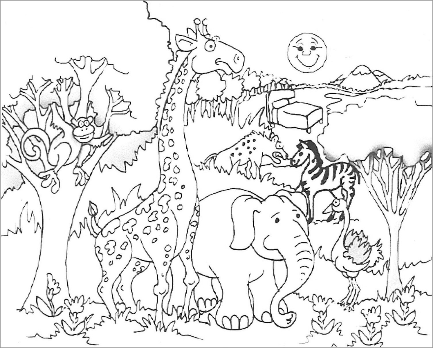 African Animals Coloring Page   ColoringBay
