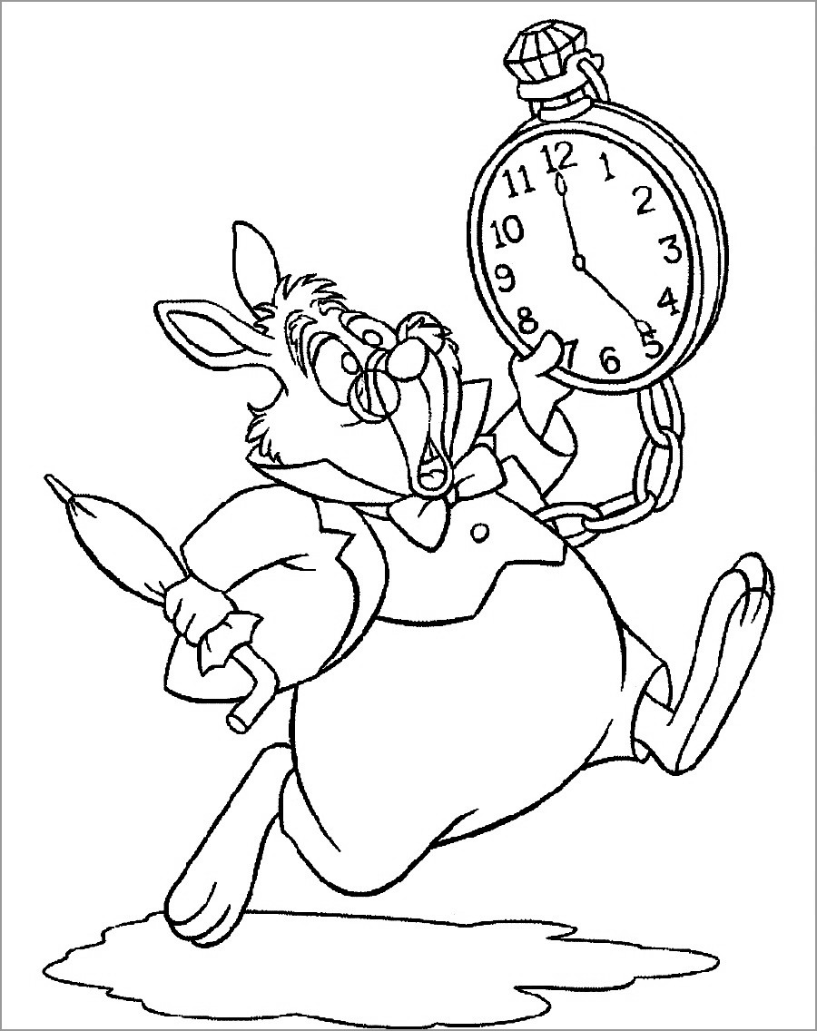 Alice In Wonderland White Rabbit Coloring Page