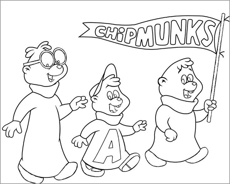 Alvin, Simon and theodore - Alvin and the Chipmunks Coloring Page
