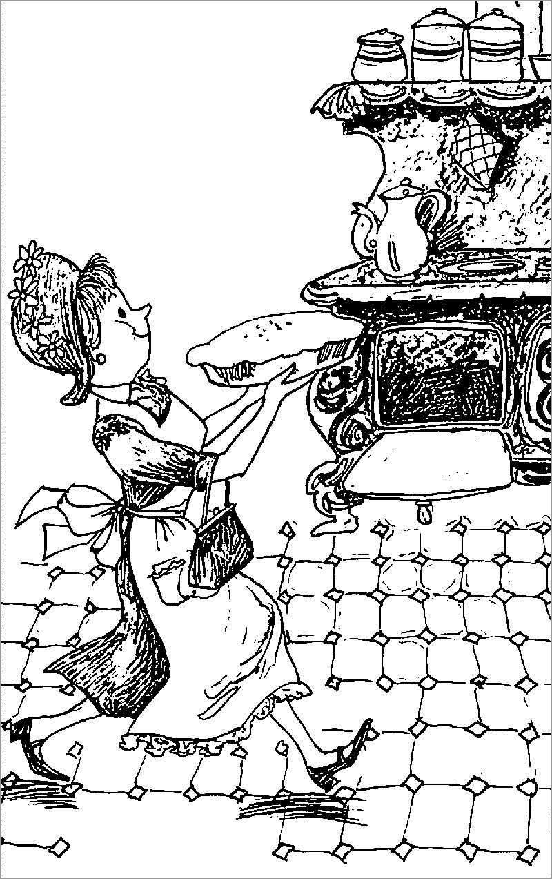 Amelia Bedelia and Her Pie Coloring Page