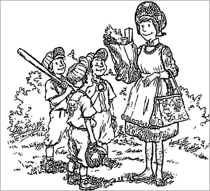 Amelia Bedelia Play Baseball Playing with Children Coloring Page