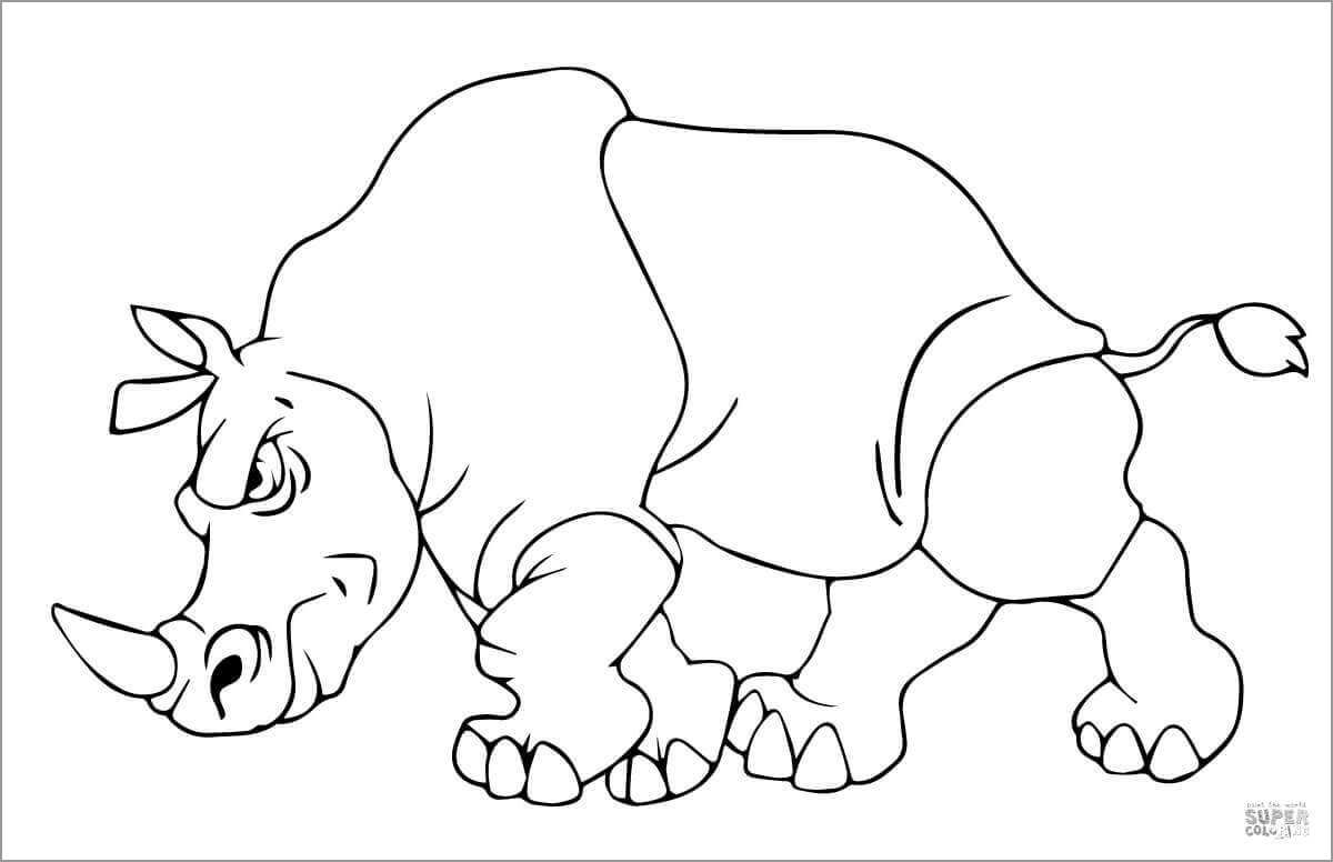 Angry Rhino Coloring Page for Kids