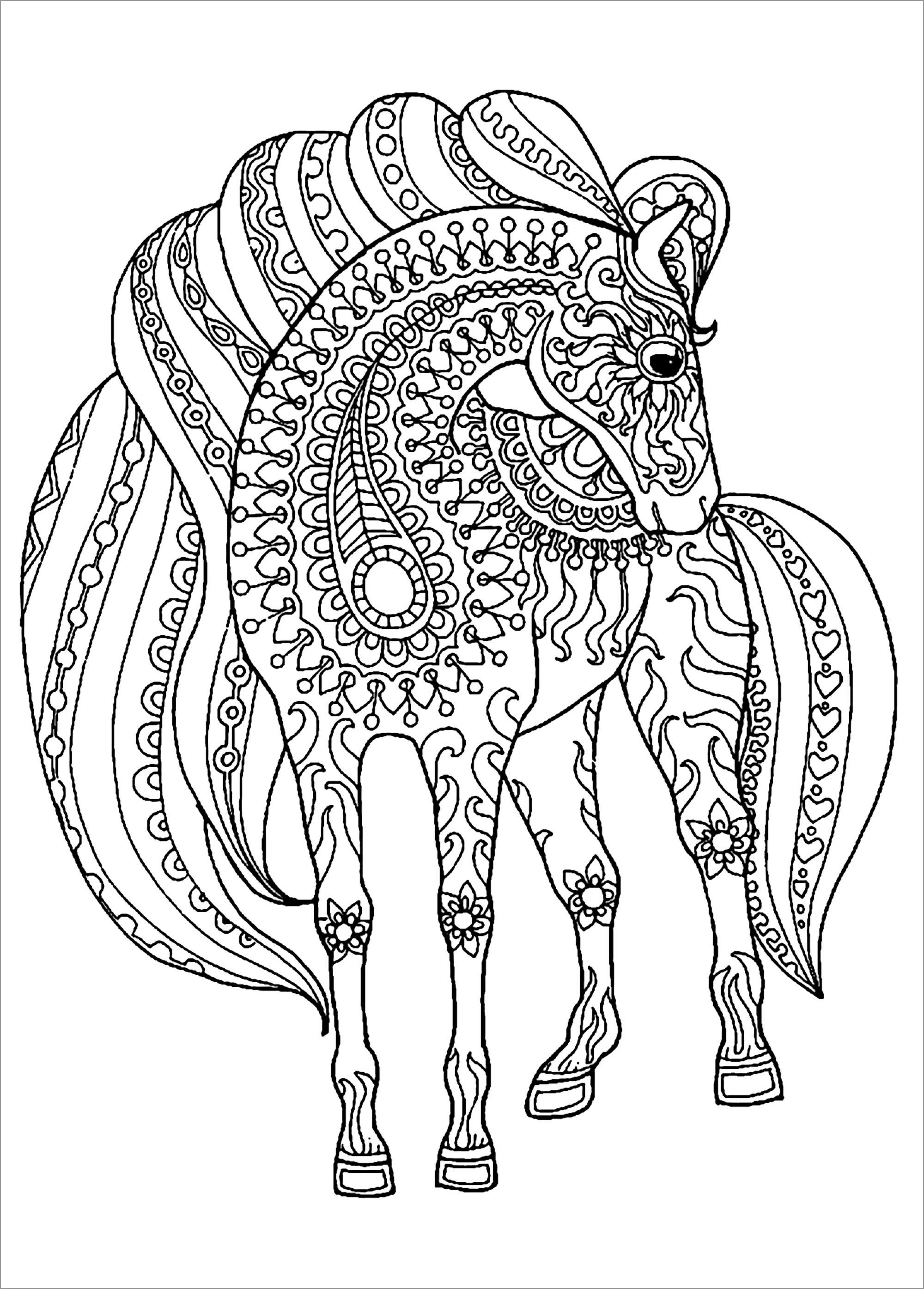 Animal Mandala Coloring Page Horse   ColoringBay