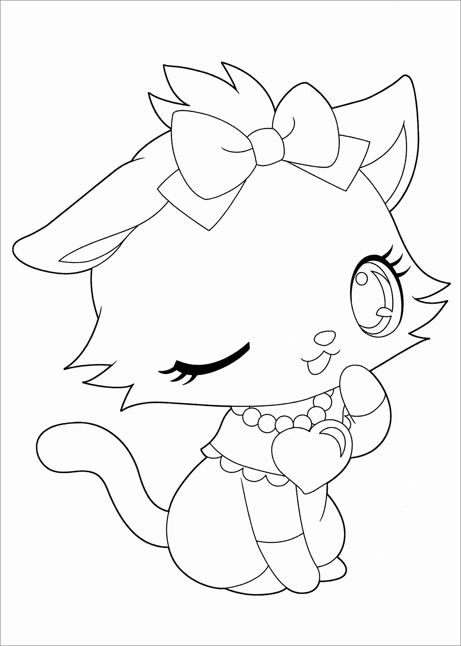 Anime Cat Coloring Page for Girl   ColoringBay