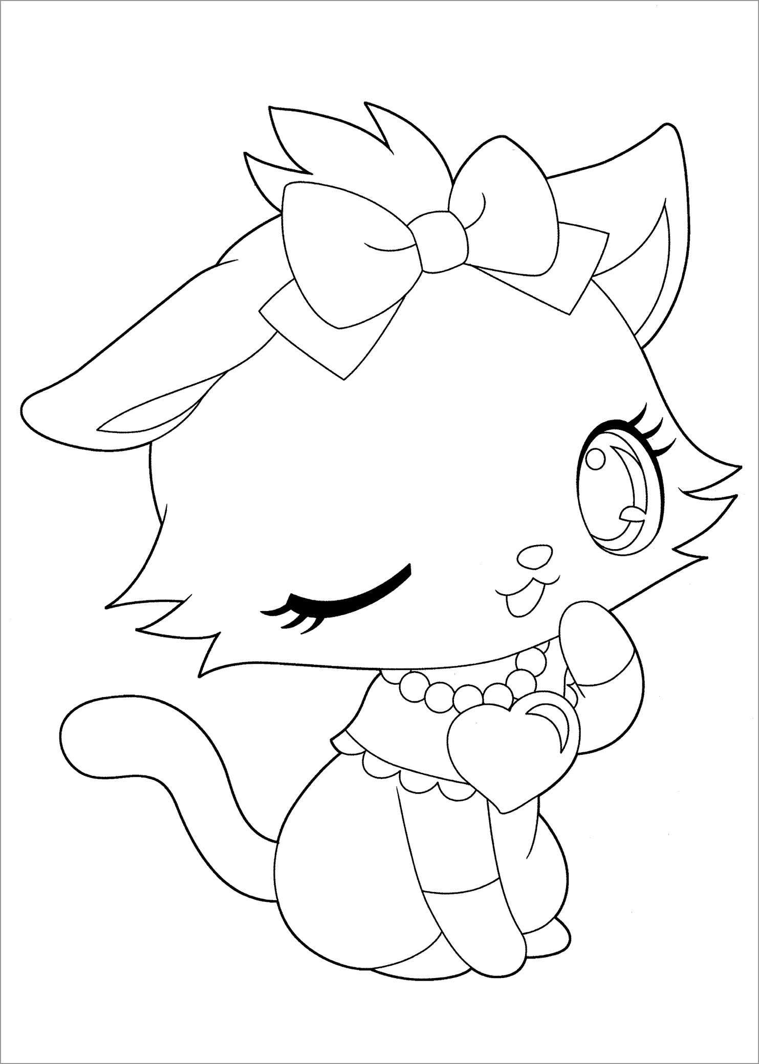 Anime Cat Coloring Page   ColoringBay