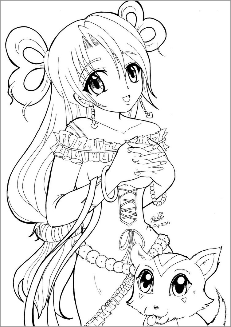 Anime Girl Coloring Pages to Print   ColoringBay