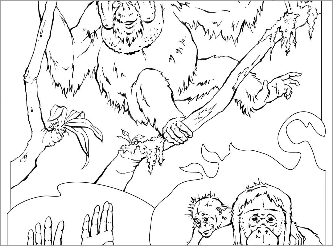 Apes Family Coloring Page