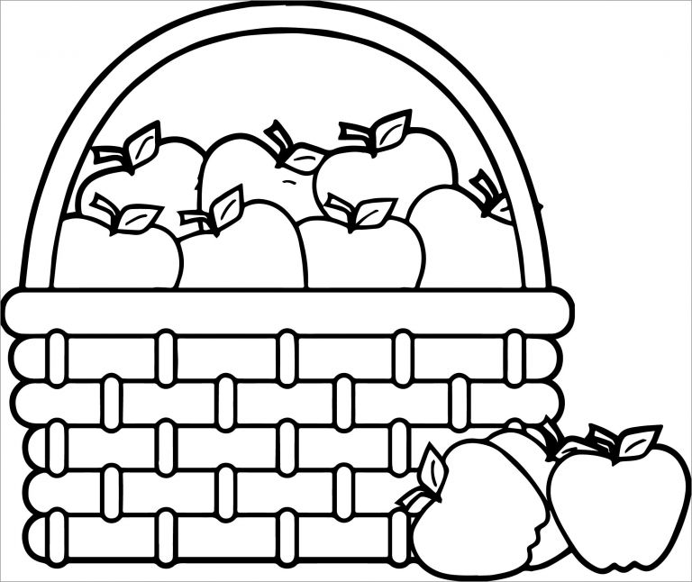 Apple In Basket Coloring Page ColoringBay
