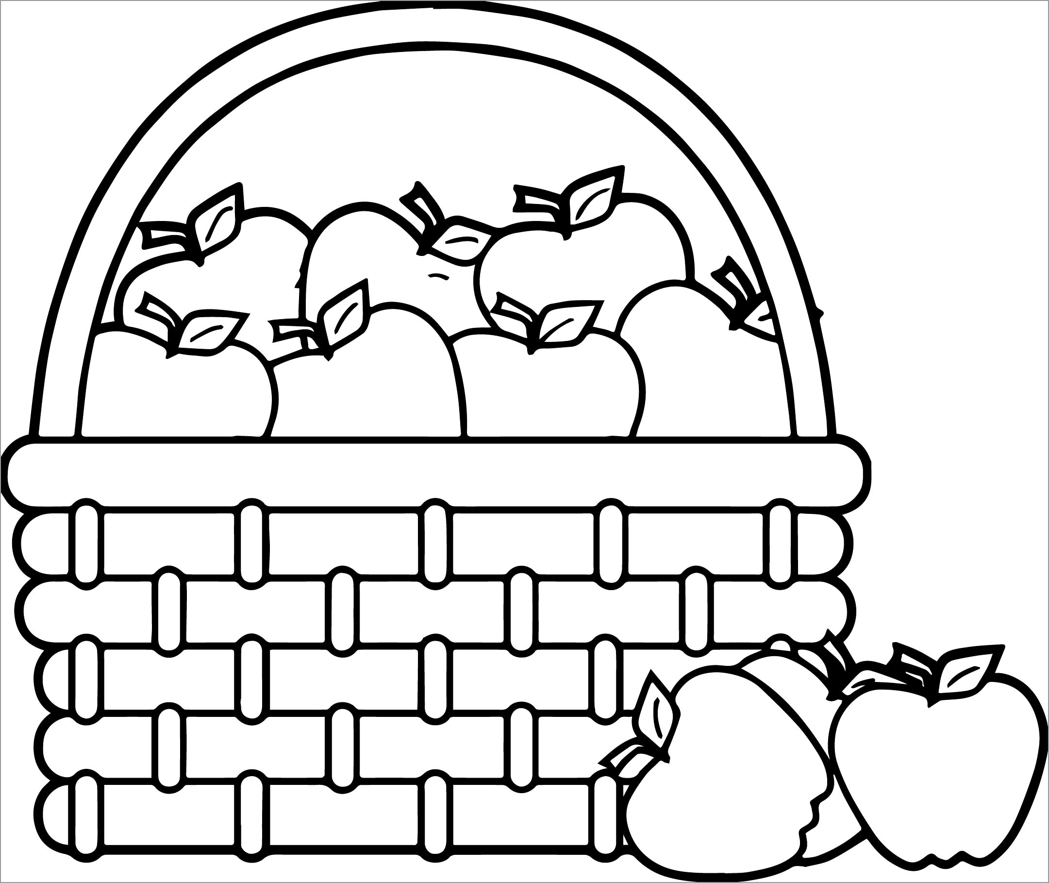 Apple In Basket Coloring Page