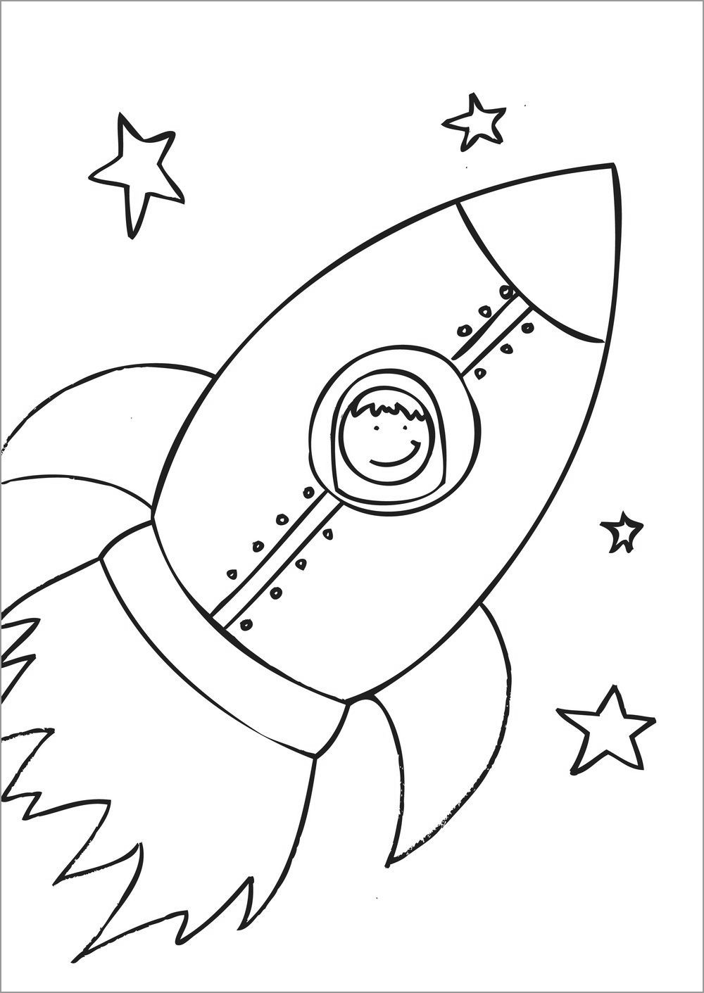 Astronaut and Rocket Coloring Page