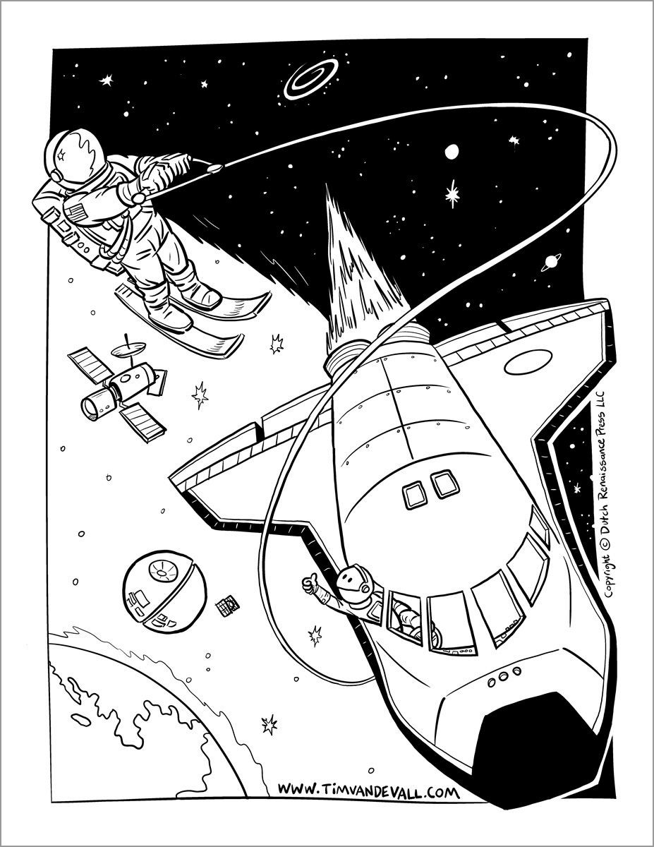 Astronaut In Space Coloring Page
