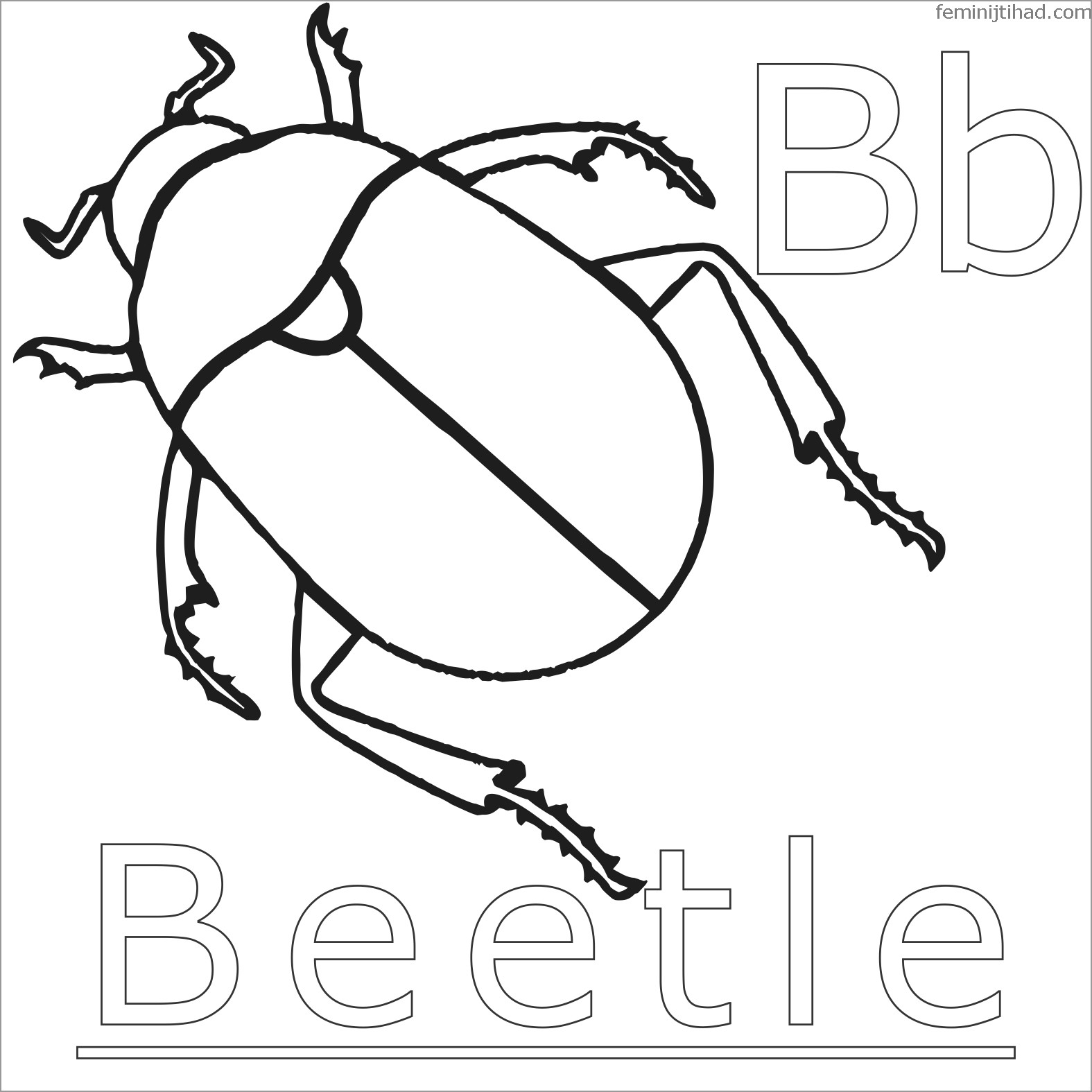 B for Beetle Coloring Page