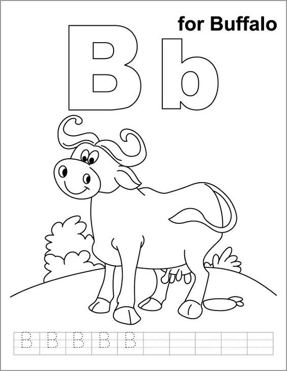 B for Buffalo Coloring Page with Handwriting Practice