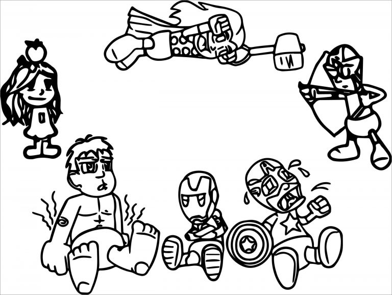 Baby Chibi Avengers Coloring Page - ColoringBay