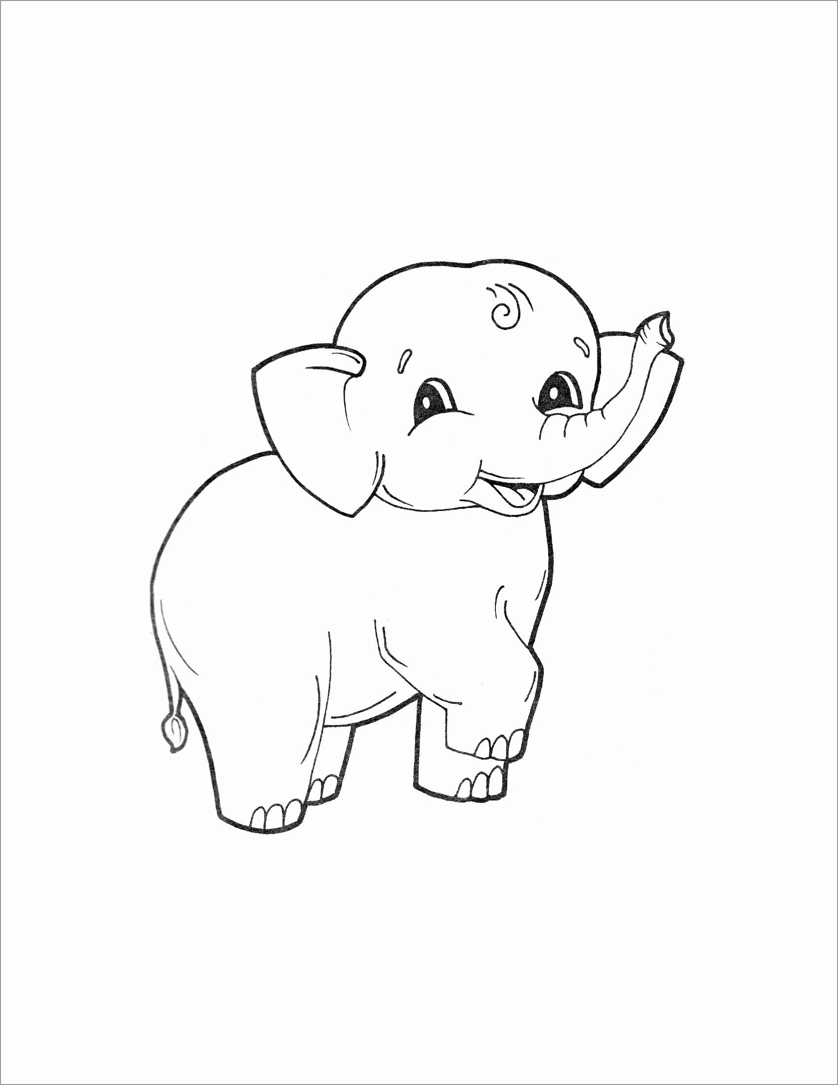 Baby Elephant Coloring Page