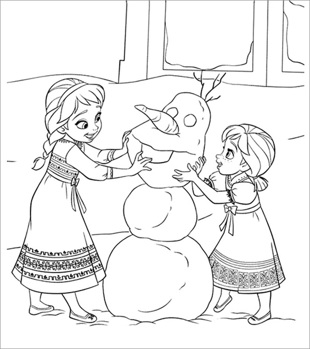 Baby Elsa and Anna Frozen Coloring Page for Kids