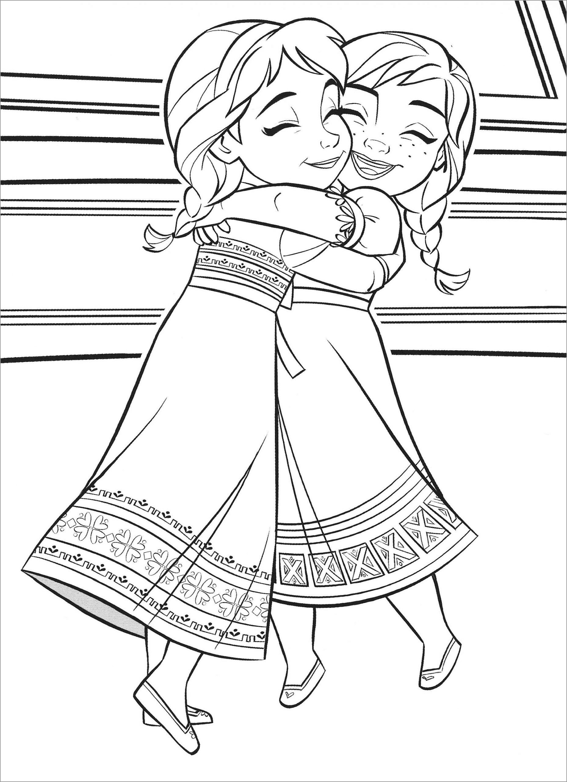 Baby Elsa and Anna Frozen Coloring Page   ColoringBay