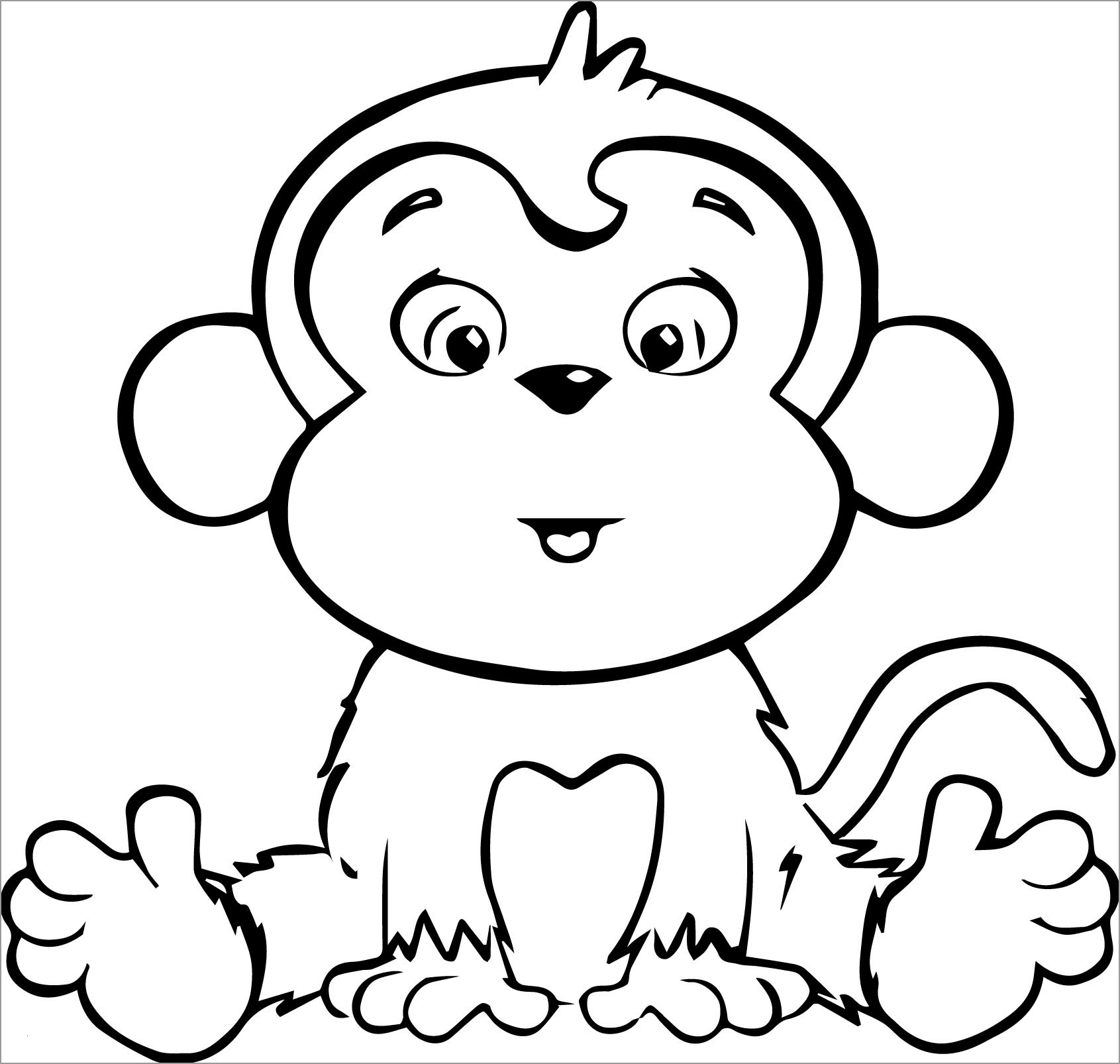 Baby Monkey Coloring Page   ColoringBay