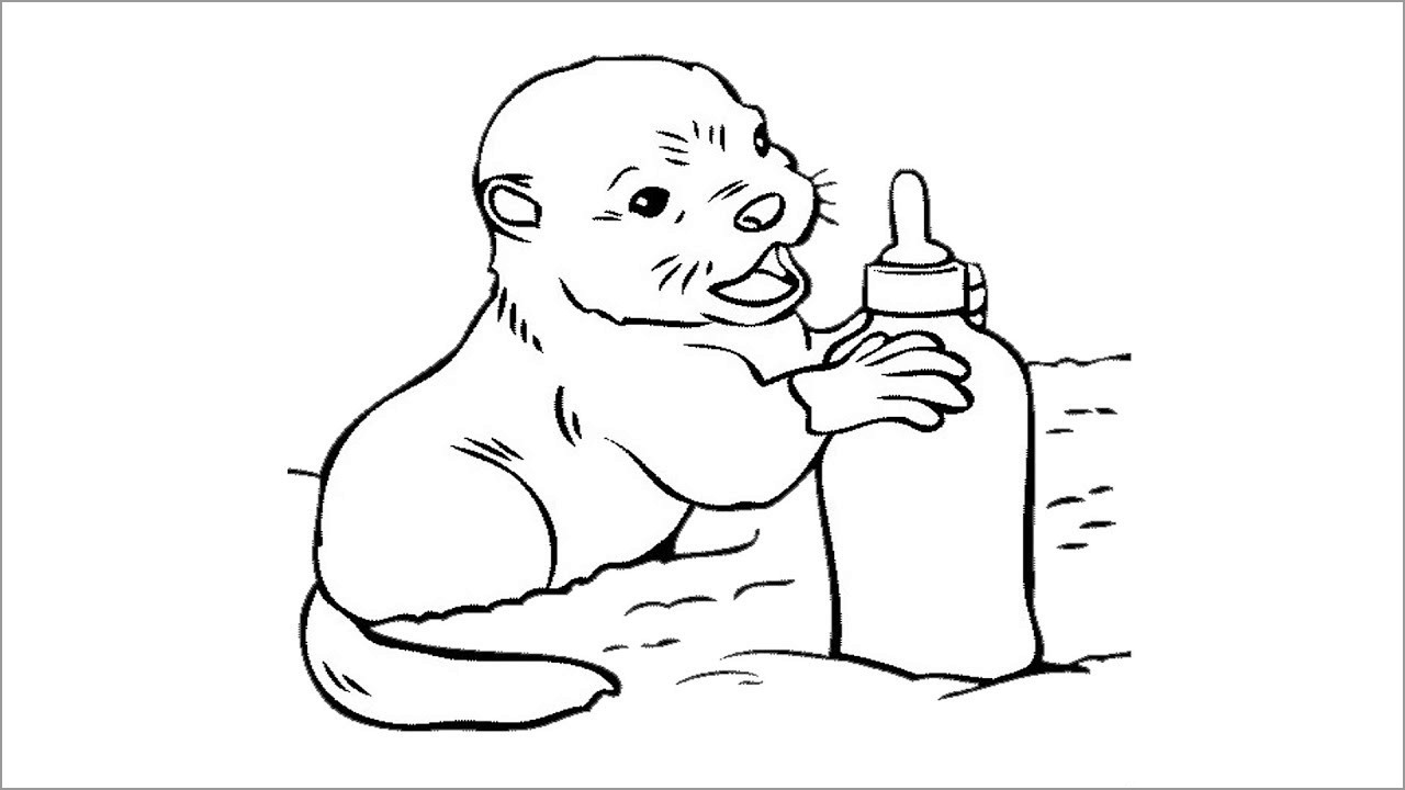 Otter Cute Baby Animal Coloring Pages