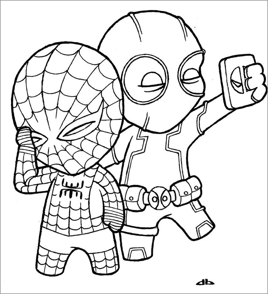 Baby Spiderman And Deadpool Coloring Page Coloringbay