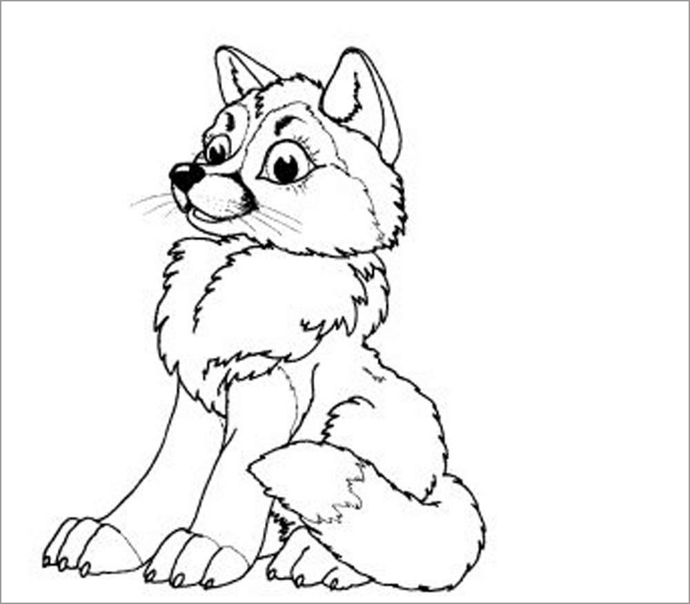 Baby Wolf Coloring Page for Kids