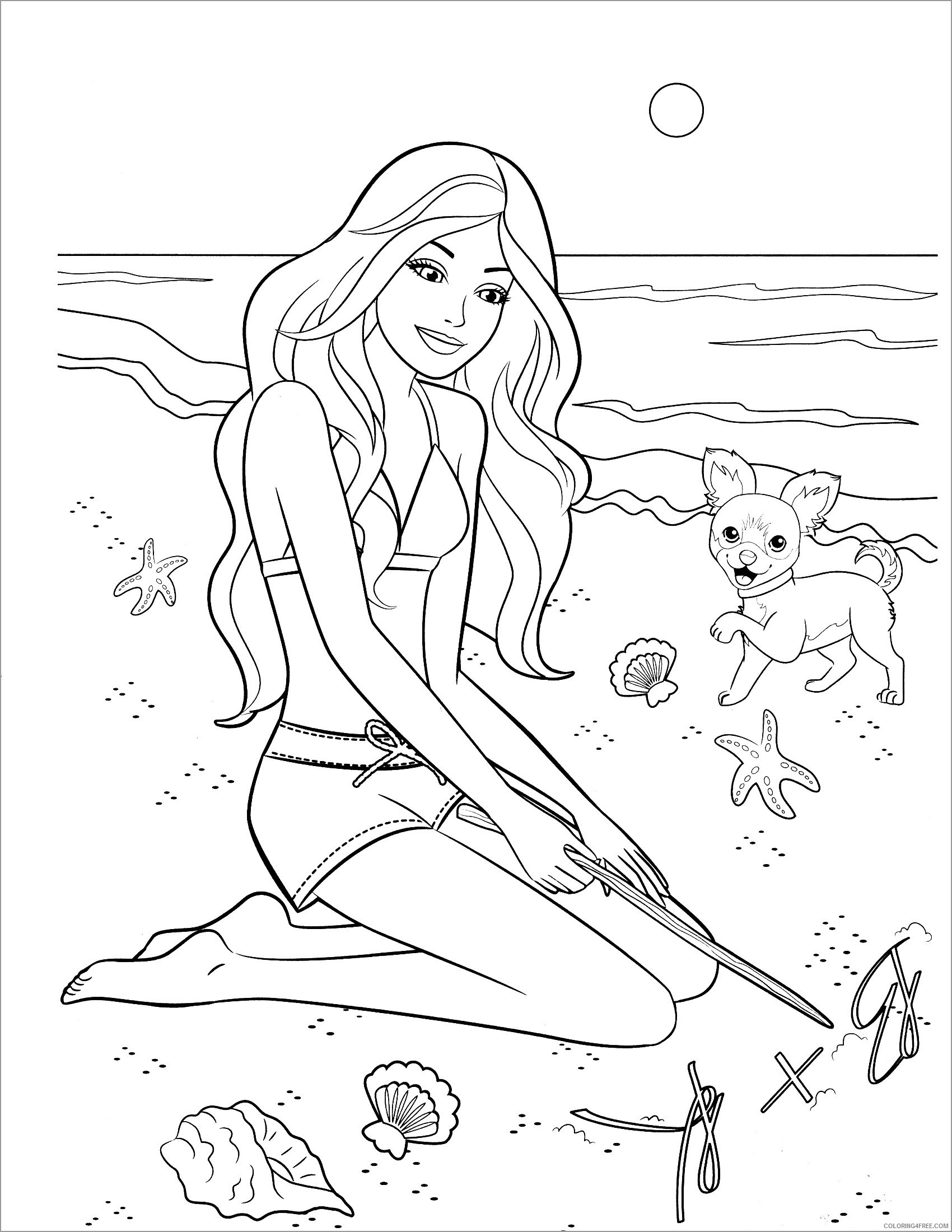 Barbie at the Beach Coloring Page for Kids   ColoringBay