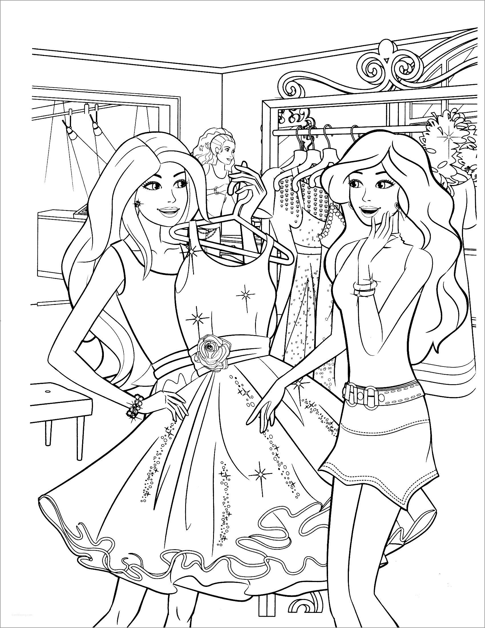 Barbie at the Store Coloring Page