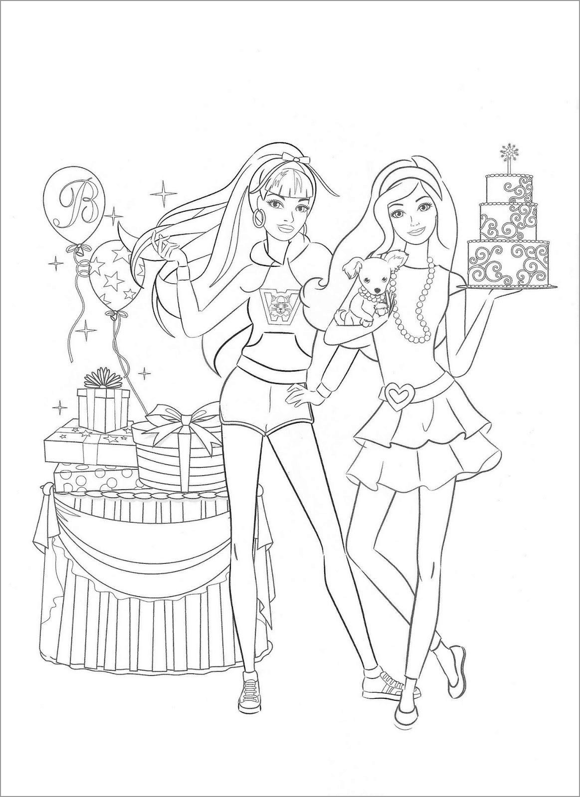 Barbie Birthday Coloring Page   ColoringBay
