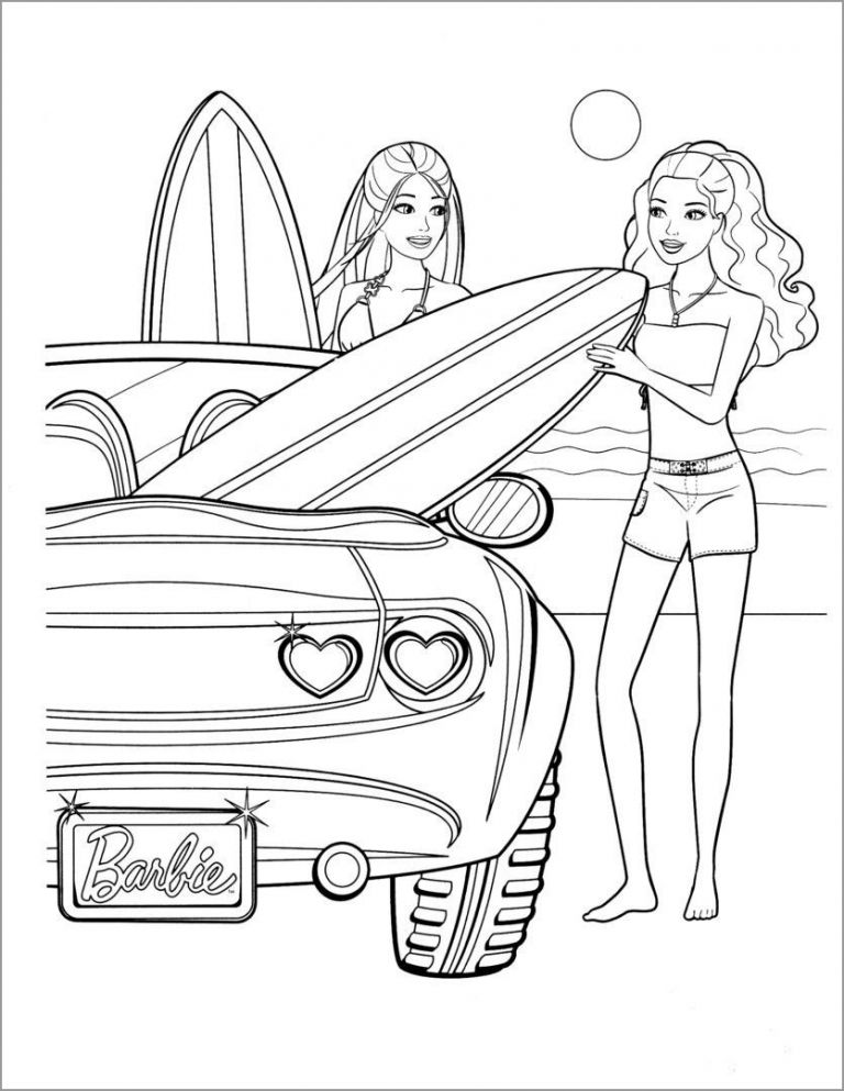 Barbie Car Coloring Page - ColoringBay