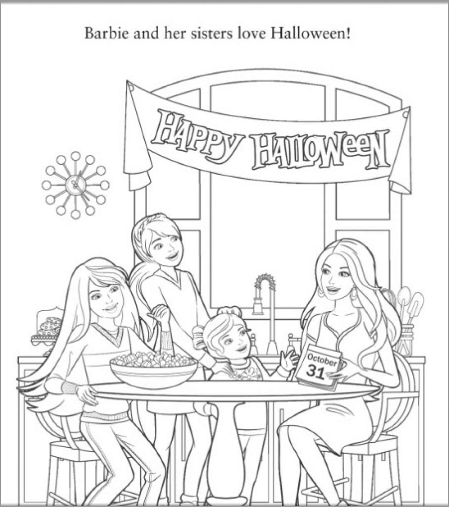 Barbie Halloween Coloring Page   ColoringBay