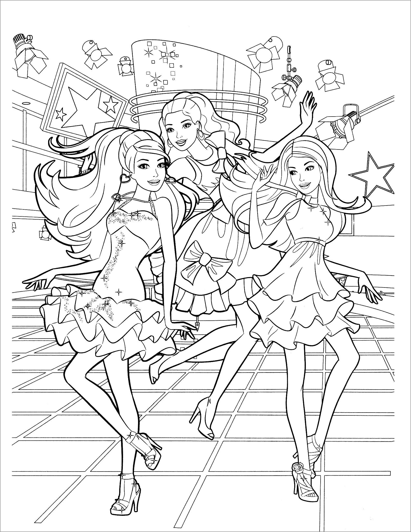 Barbie Party Coloring Page   ColoringBay